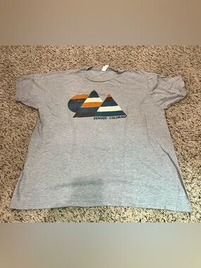 Tultex Gray Denver Colorado Graphic Tee with Blue and Orange Accents